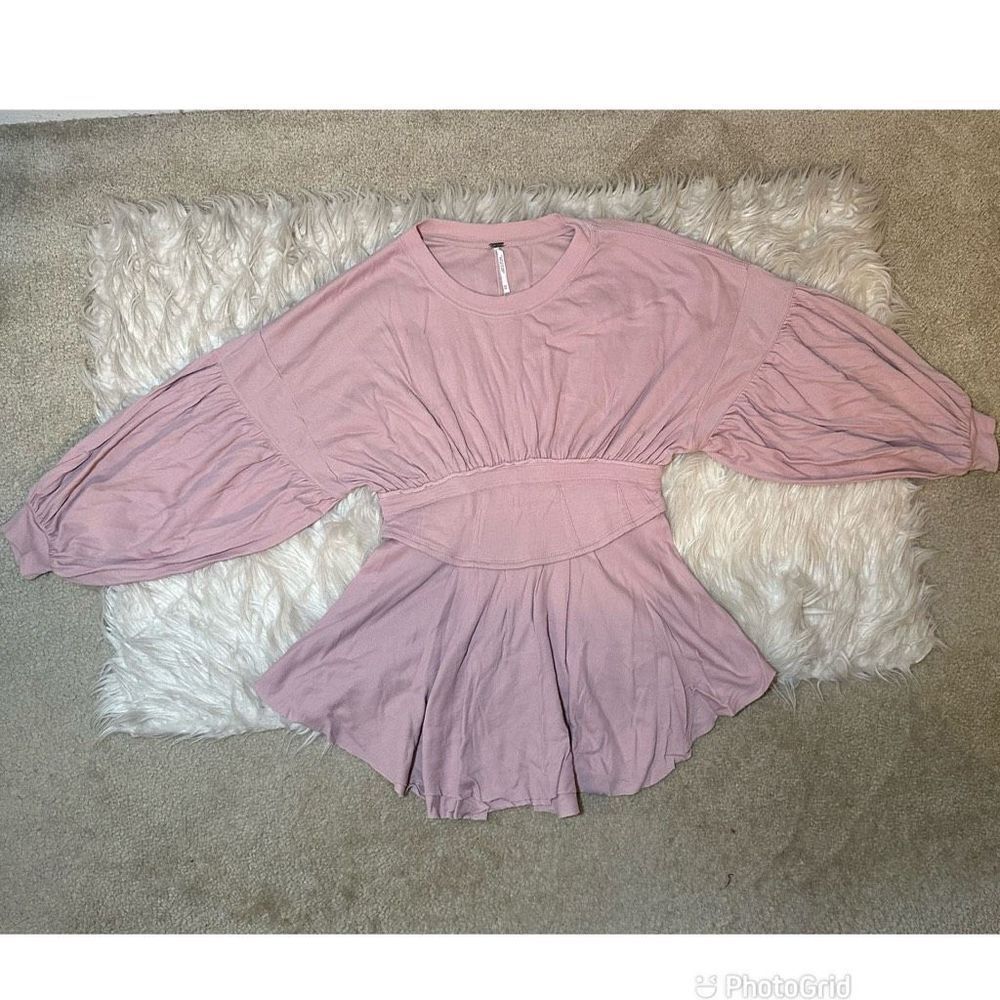 Free People Ribbed Corset Peplum Top